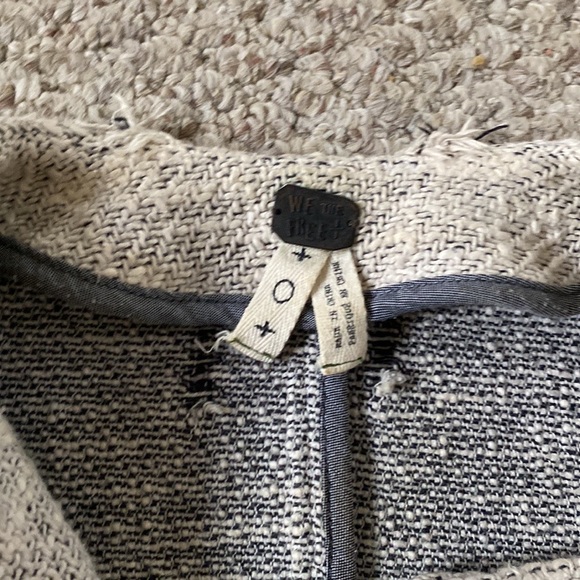 Free People We the Free Cropped Tattered Tweed Grey Moto Long Sleeve Jacket - Picture 5 of 6